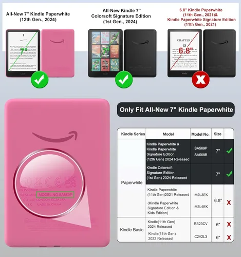 Vista 2 de MoKo Funda para Kindle Paperwhite de 7 pulgadas (12ª generación-2024) y Kindle Colorsoft Signature Edition 2024 ultra fina, transparente, flexible