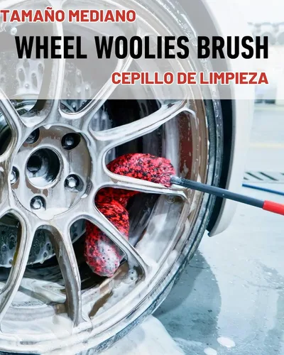 Vista 2 de Cepillos de rueda para limpiar ruedas (paquete de 4 profesionales): 2 cepillos de lana de limpieza de ruedas suaves, cepillo de detalles y cepillo