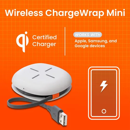 Vista 5 de Ventev Cargador Inalámbrico Chargewrap Mini, Cargador Certificado Qi para la Mayoría de Dispositivos Habilitados para Carga Inalámbrica (WCWMINIVNV)