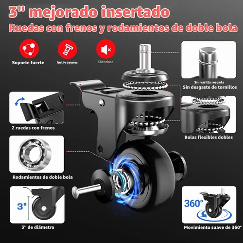 Vista 4 de Rolling Shop Taburete para garaje con ruedas, DO02 - Asiento giratorio de 360° de altura ajustable con almacenamiento de bandeja de herramientas