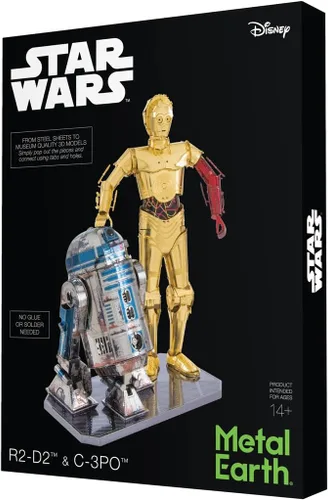 Vista 2 de Fascinations Caja de muñecos R2D2 y C-3PO de Metal Earth Star Wars Kit de Metal en 3D
