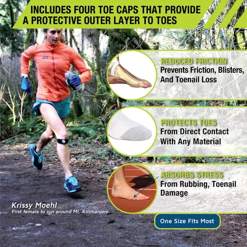 Vista 4 de Pro-Tec Toe Relief & Support, 4 Pack Gel Toe Caps or 4 Pack Toe Spacers for Bunion Relief, Toe Alignment & Toe Protection, Foot Care for Men & Women