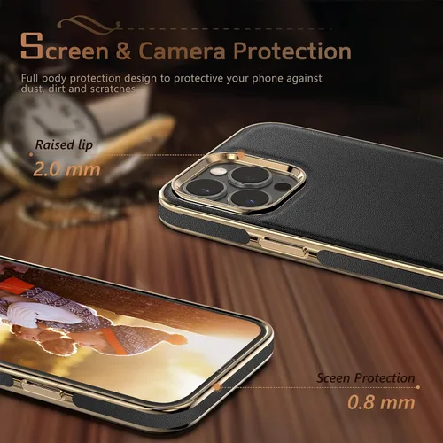Vista 6 de LOHASIC Funda magnética diseñada para iPhone 14 Pro, cuero clásico [compatible con Mag-Safe] con forro de microfibra, fundas protectoras de cuerpo