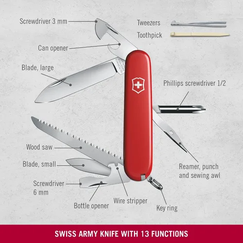 Vista 2 de Victorinox Hiker multiherramienta hecha para la sierra de madera al aire libre para senderismo y camping