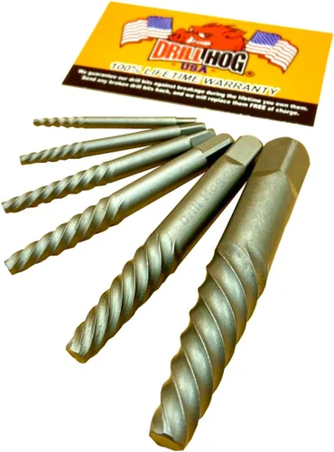Vista 2 de Drill Hog Extractor de tornillo redondo con forma de espiral de 6 piezas