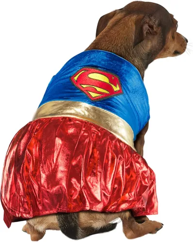Vista 4 de Rubies disfraz para perro de la colección de héroes y villanos de DC, de Superchica, S, Azul