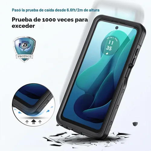 Vista 5 de Lanhiem Funda para Motorola Moto G 5G 2024, IP68, impermeable, a prueba de polvo, a prueba de golpes, con protector de pantalla integrado, cubierta
