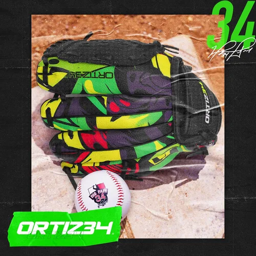 Vista 5 de Guante de T-Ball con Graffiti de 9" - Guante de Béisbol Juvenil con Graffiti David Ortiz - Para Diestros, Fácil de Cerrar, No Requiere Verde/Púrpura