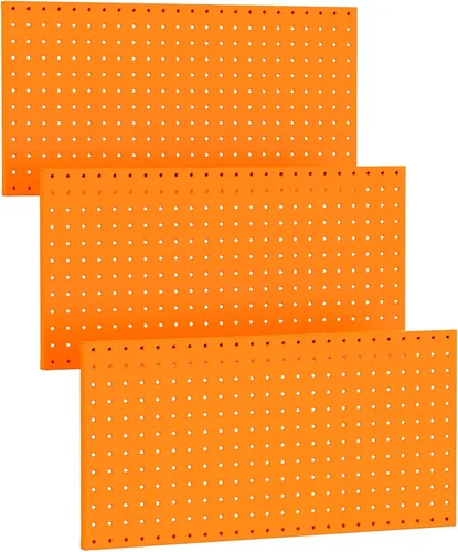 Vista 9 de TORACK 3 piezas de paneles de tablero de clavijas de metal para almacenamiento de herramientas de garaje en pared, tablero de clavijas para banco