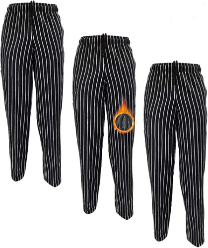 Vista 10 de M&M SCRUBS Pantalones de chef clásicos unisex Negro