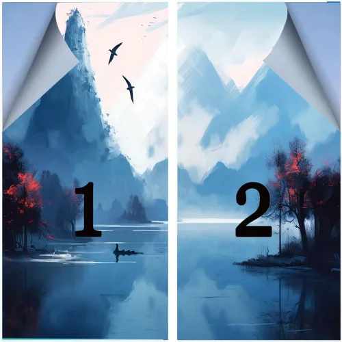 Vista 3 de Película de privacidad para ventana de dibujo de paisaje abstracto, escena de lago, temática de naturaleza, vitrales, sin pegamento, película