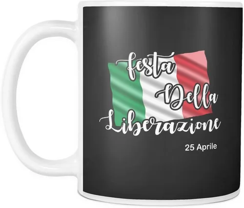 Vista 2 de Taza de café – italiano Happy Liberation Day personalizado blanco cerámica caliente y fría taza con divertidos y significativos diseños y citas