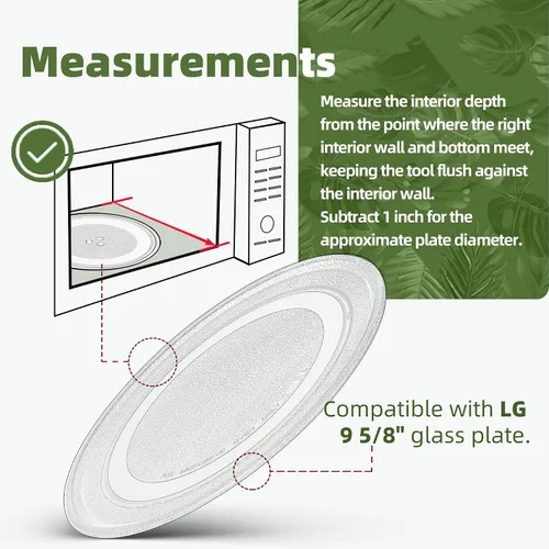 Vista 4 de Placa giratoria de microondas de 9.6 pulgadas con fondo plano para microondas LG compatible con parte # 3390W1A035A Placa de vidrio para microondas