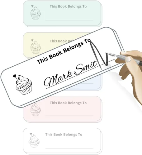 Vista 4 de Este libro pertenece a las calcomanías, 60 etiquetas adhesivas personalizadas para libros escolares o biblioteca, etiquetas personalizadas