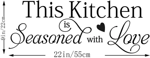 Vista 4 de Calcomanías de pared This Kitchen is Seasoned with Love Quotes Wall Stickers Kitchen Art Decor Vinyl Home Decor