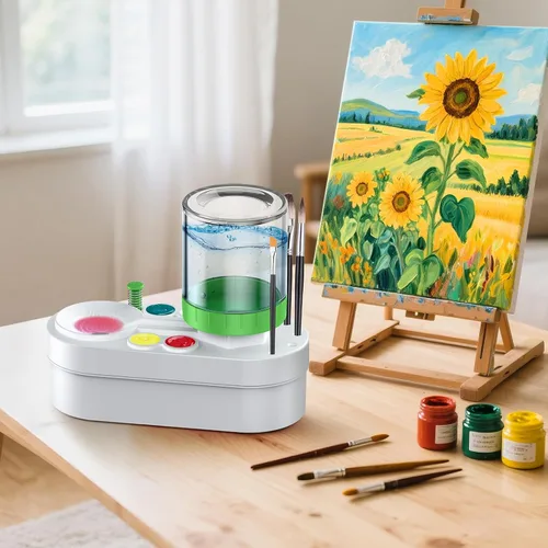 Vista 6 de Limpiador de pinceles: suministros de pintura para niños, estación de pintura, taza de enjuague de pincel de agua de pintura