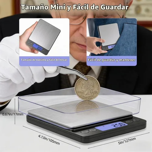 Vista 5 de SKEAP Báscula de monedas para pesar monedas, escala de gramo de alta precisión de 2.2 lbs/0.00 oz para coleccionistas de monedas, oro y joyas