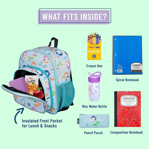 Vista 6 de Wildkin Mochila para niños de 12 pulgadas con alfombra de siesta moderna (sirenas)