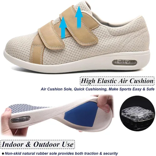 Vista 3 de W&LESVAGO Zapatillas diabéticas para hombre con correa de clusure extraíble, antideslizantes, ligeras, anchas, ajustables, para pies hinchados