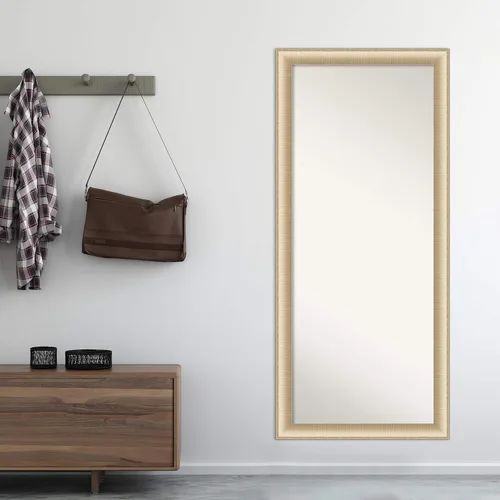 Vista 6 de Amanti Art Espejo de longitud completa no biselado (64.75 x 28.75 pulgadas), elegante marco de miel cepillada, espejo de piso, espejo de pared