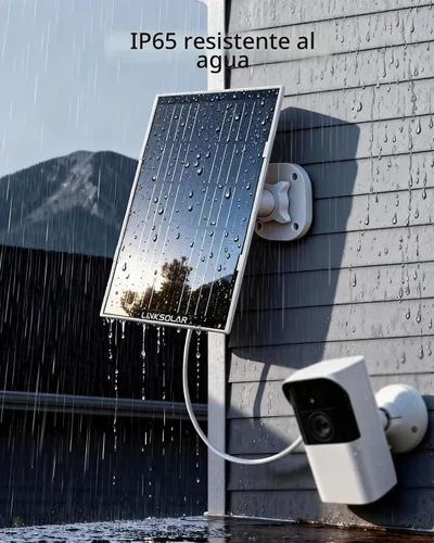 Vista 4 de Panel solar para cámara de seguridad, cargador solar de 3 W con enchufe de barril y puerto USB C para cámara de batería recargable al aire libre