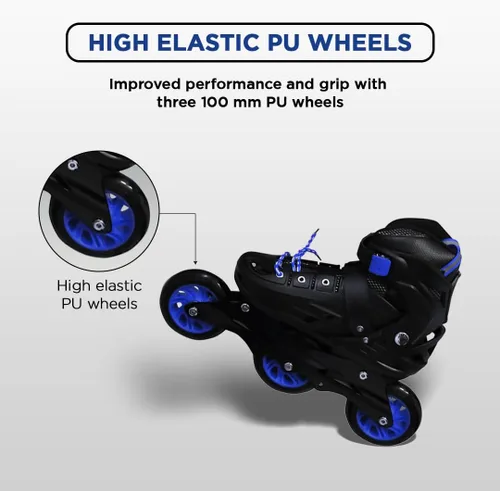 Vista 5 de Endless EL1033 Inline Adjustable Skates Aluminium Chassis and 100 mm PU Three Wheels with ABEC 9 Bearings Indoor and Outdoor
