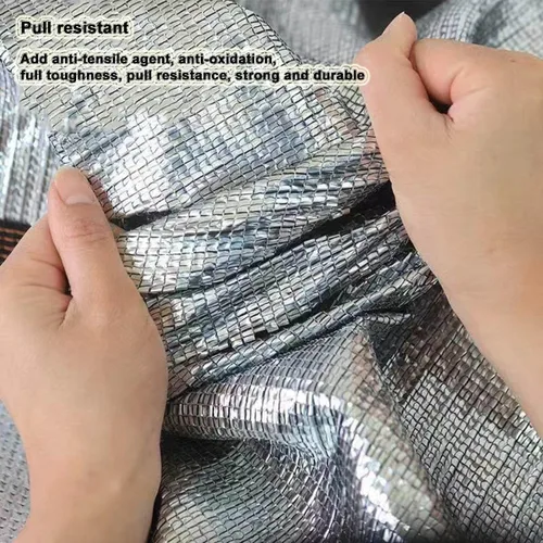 Vista 7 de Tela de protección solar para exteriores, 99 % de toldo reflectante de aluminio con ojales para invernadero, patio, césped, color de la tela: plata