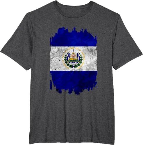 Vista 16 de Camiseta con bandera de El Salvador de El Salvador con diseño de bandera de El Salvador, Negro, S