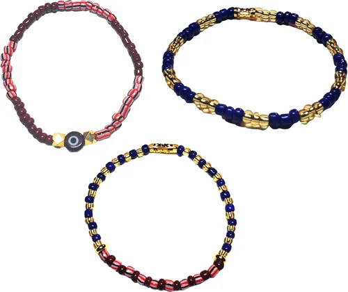 Vista 23 de Juego de 3 pulseras de cuerda elástica de santería de ojo malvado hechas a mano Obatala Oshun Yemaya Orula Elegua Oya Ogun Ochosi Shango Babalu Aye