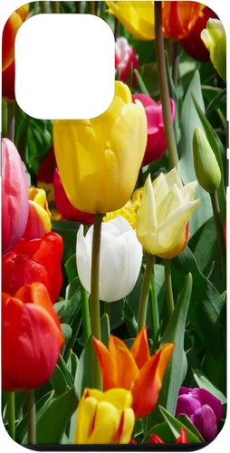 Vista 26 de Funda botánica para iPhone 17 con flores coloridas y tulipanes para amantes de las plantas