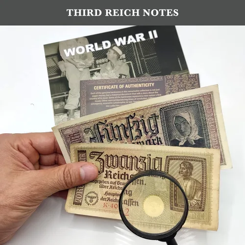 Vista 3 de IMPACTO COLECCIONABLES - 2 billetes utilizados durante la Segunda Guerra Mundial por las tropas alemanas (1939-42) - Tercer Reich, certificado