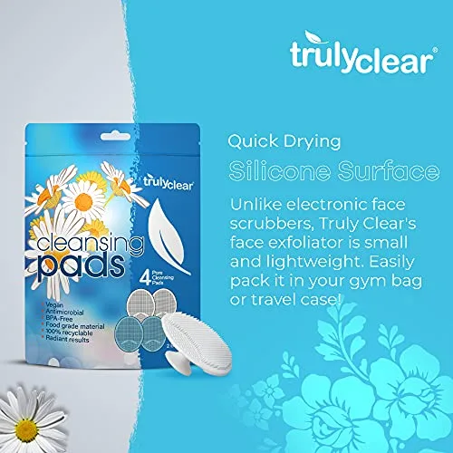 Vista 4 de Truly Clear Almohadillas exfoliantes, limpiador facial de silicona de grado alimenticio, exfoliante suave para pieles sensibles, cepillo
