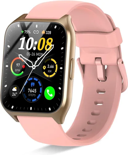 Vista 8 de Reloj inteligente para hombres y mujeres (respuesta/hacer llamadas), reloj de fitness HD de 1.85 pulgadas con monitor de frecuencia cardíaca y Negro