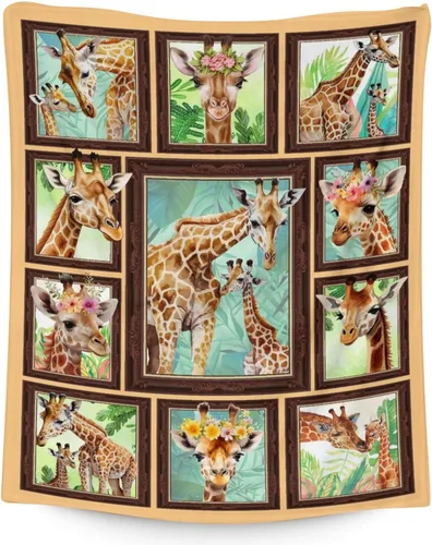 Vista 19 de Manta de jirafa para regalo, 30 x 40 pulgadas, bonita manta para adultos y niños, mantas amarillas de felpa suave para sofá, oficina
