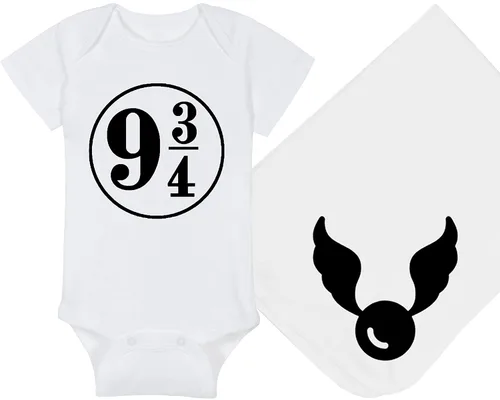 Vista 58 de Sombrero de bebé Wizard - Chosen One (tela negra - diseño dorado)