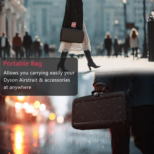 Vista 5 de Funda de viaje rígida compatible con Dyson Airstraight HT01 alisador de pelo y fuente de alimentación, funda de transporte impermeable y a prueba