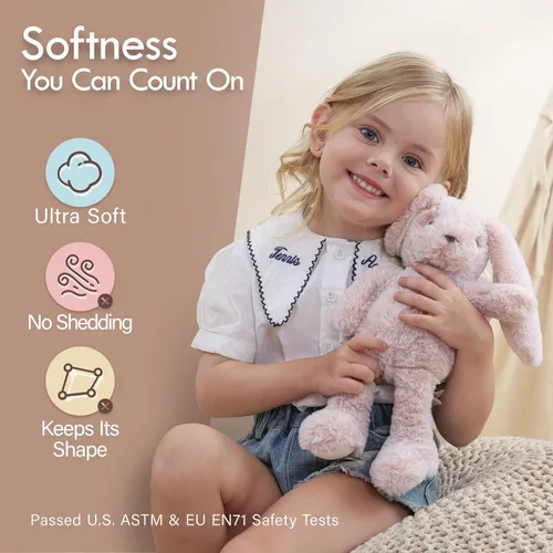 Vista 5 de Moonkie Hug & Go Bunny - Mochila para niños pequeños, bolsa de felpa suave con juguete desmontable para niñas de 2 a 4 años, perfecta