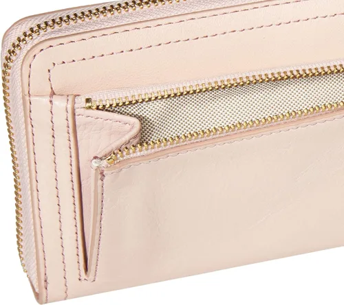 Vista 3 de Fossil Logan RFID - Cartera de piel con cierre para mujer con correa de muñeca