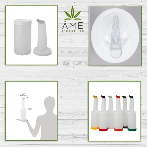 Vista 5 de AME D'ESSENCE (6-PCS-1 Qt) White Store N Pour - Contenedores para botellas con boquilla Flow-N-Stow para jugo de fruta y licor, botellas de 1 cuarto