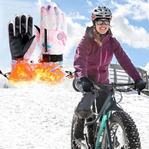 Vista 2 de Aniywn Guantes de esquí para adultos, impermeables, para pantalla táctil, guantes de nieve para hombres y mujeres, guantes de snowboard cálidos