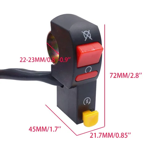 Vista 6 de weideer Interruptor universal de manillar de 12 V, encendido/apagado, 7/8 pulgadas, 0.866 in, interruptor de luz de motocicleta para scooter Pit