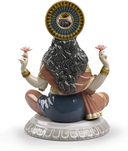 Vista 2 de LLADRÓ Figura de la diosa Sri Lakshmi. Figura de porcelana Lakshmi.