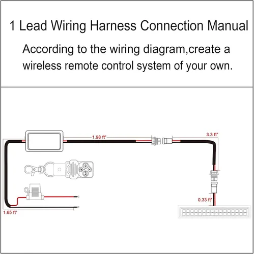 Vista 7 de Kit de arnés de cableado con control remoto inalámbrico para barra de luz LED de 12 V, soporta 1/2 cables, 4 modos