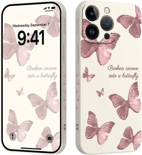 Vista 28 de LEECG Funda para iPhone 12 Pro Max, diseño creativo con estampado floral de mariposa de astronauta, funda de teléfono antiarañazos, forro