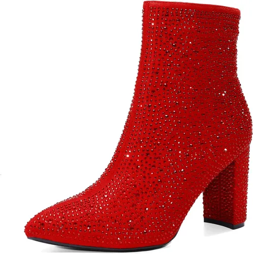 Vista 9 de DREAM PAIRS Botines de tacón grueso para mujer Negro