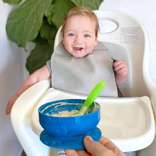 Vista 6 de ChooMee Cucharas de silicona para bebés Más de 4 meses, destete y alimentación automática para bebés de primera etapa Cuchara suave con mango