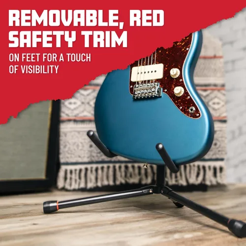 Vista 5 de Gator Frameworks Soporte de guitarra doble ajustable; Sostiene dos guitarras eléctricas o acústicas (GFW-GTR-2000), negro