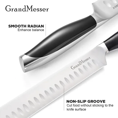 Vista 5 de Cuchillo para cortar rebanadas, cuchillo de pechuga de 12 pulgadas, diseño de mango ergonómico, para cortar barbacoa, pavo y jamón, carne asada