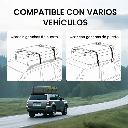 Vista 8 de WELKIN Bolsa de carga resistente para techo – Bolsa de techo impermeable de 15 pies cúbicos para todos los vehículos con/sin portaequipajes