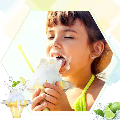 Vista 7 de Rtteri - Juego de 50 tazas de cono de nieve de 4 onzas con pajitas desechables de plástico en forma de flor, tazas de helado de plástico
